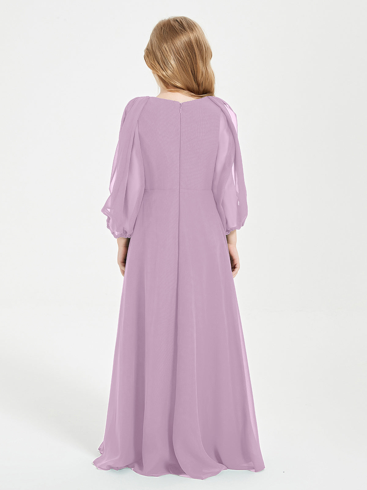 Modest Long Sleeved Junior Bridesmaid Gowns Wisteria